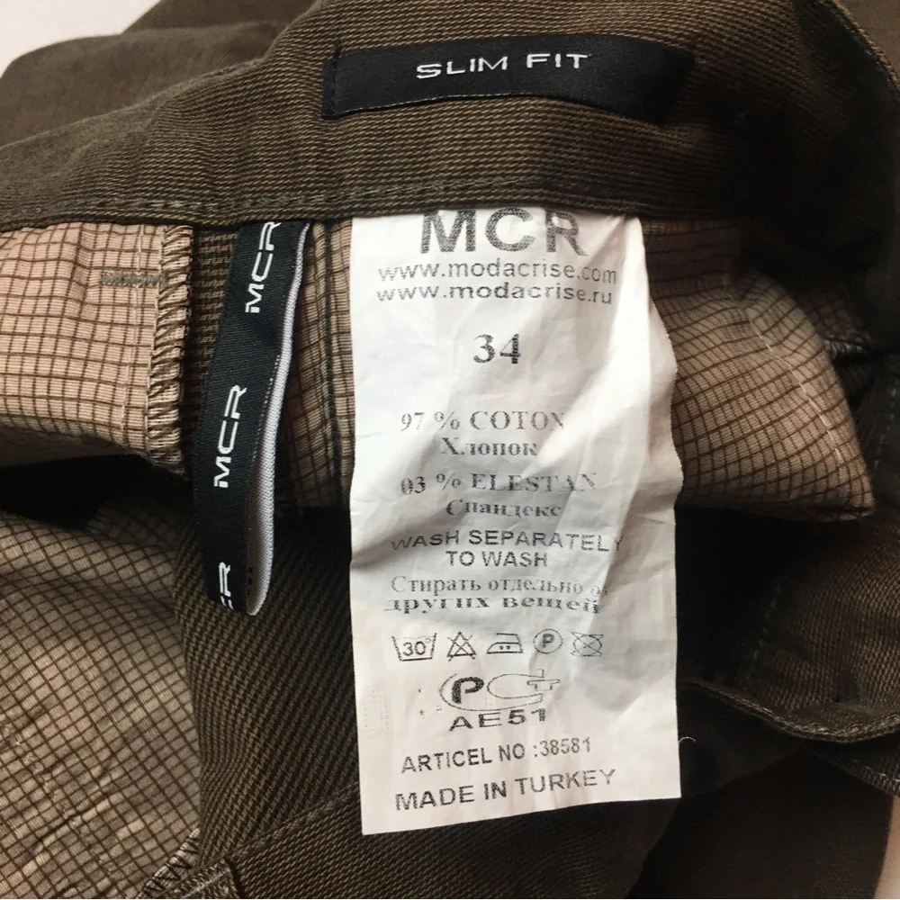 Stretch Cotton Slim Pants | Tailored Casual Chino · MCR Menswear NWT 36x34